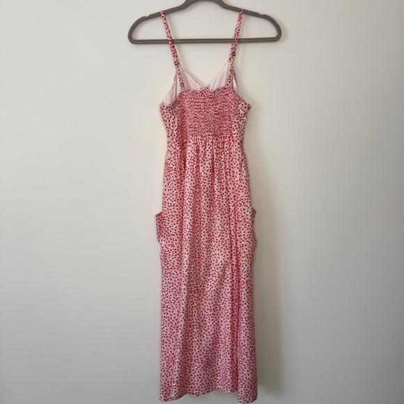 Japna Dress Summer Ditsy Floral Peasant Button Down Tank Pockets Lined Sz S - Picture 5 of 14